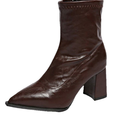 Chic Pointed Toe High Heel Ankle Boots