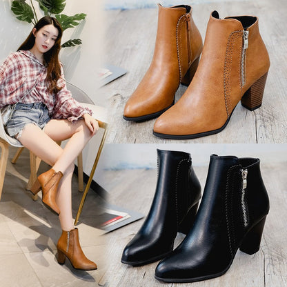 Classic Leather Ankle Boots for Women