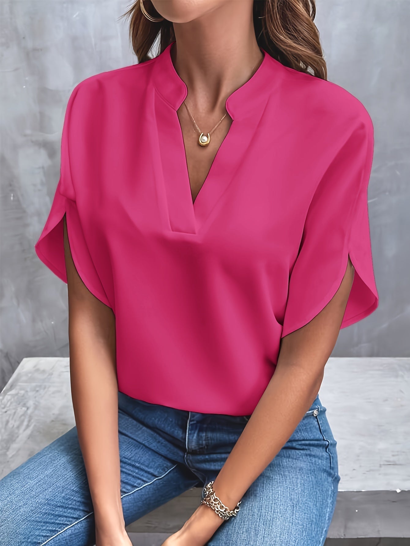 Elegant Blouse | Casual Chic Top with V-Neck and Flowing Sleeves 5