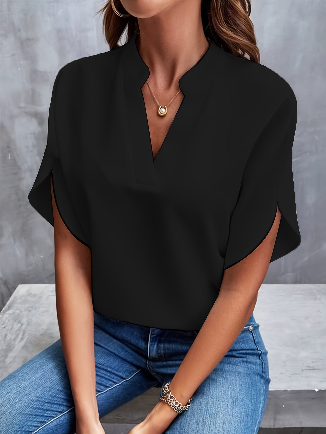 Elegant Blouse | Casual Chic Top with V-Neck and Flowing Sleeves 6