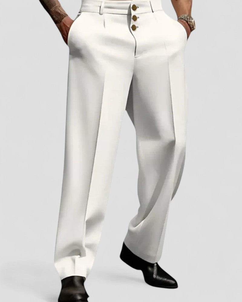 Elegant Cotton Blend Wide Leg Tailored Trousers for Men 3