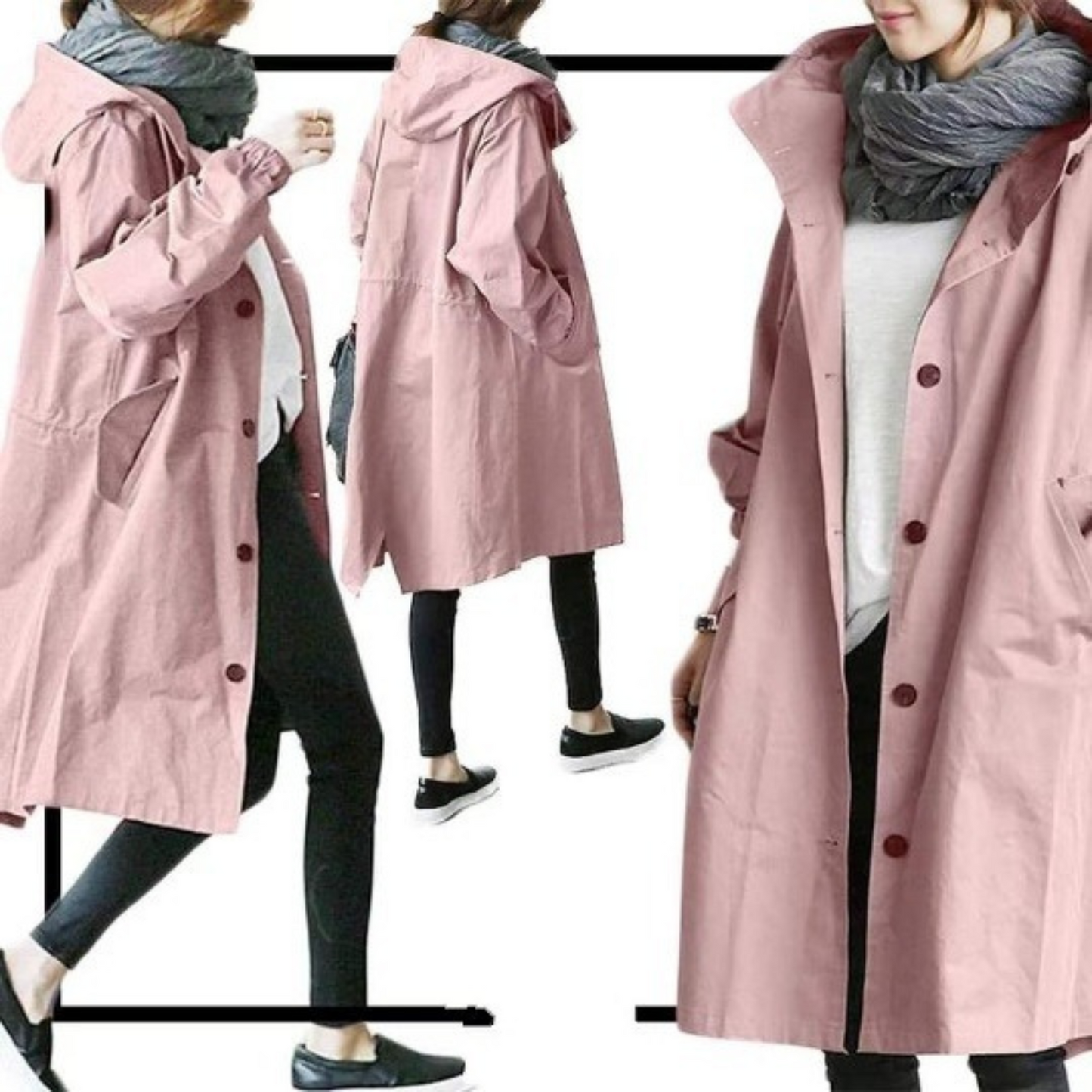 Waterproof Women's Trench Coat with Hood