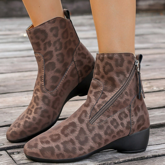 Wild Leopard Ankle Boots for Women - Luxivelle