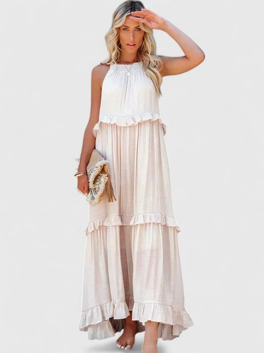 Beautiful Lace Maxi White Dress - Luxivelle