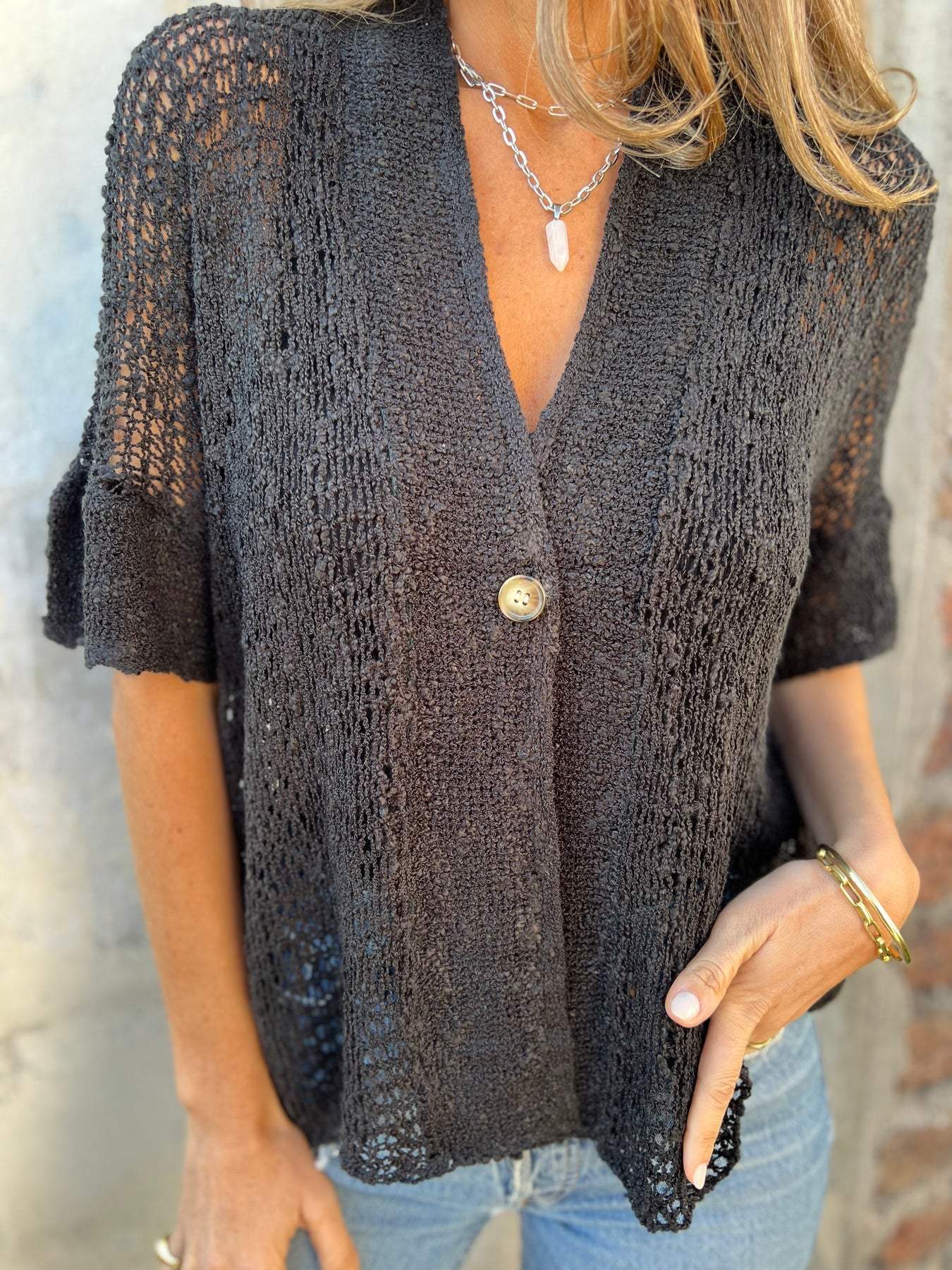 Soft V-Neck Women's Blouse in Lightweight Polyester
