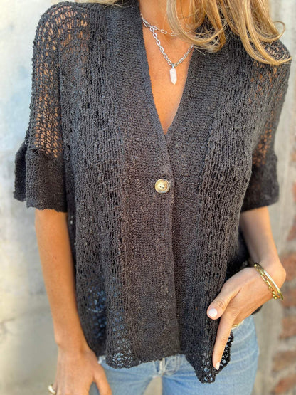 Soft V-Neck Women's Blouse in Lightweight Polyester