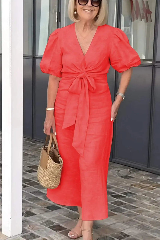 Classic V-Neck Ladies Party Dress - Luxivelle