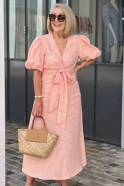 Classic V-Neck Ladies Party Dress