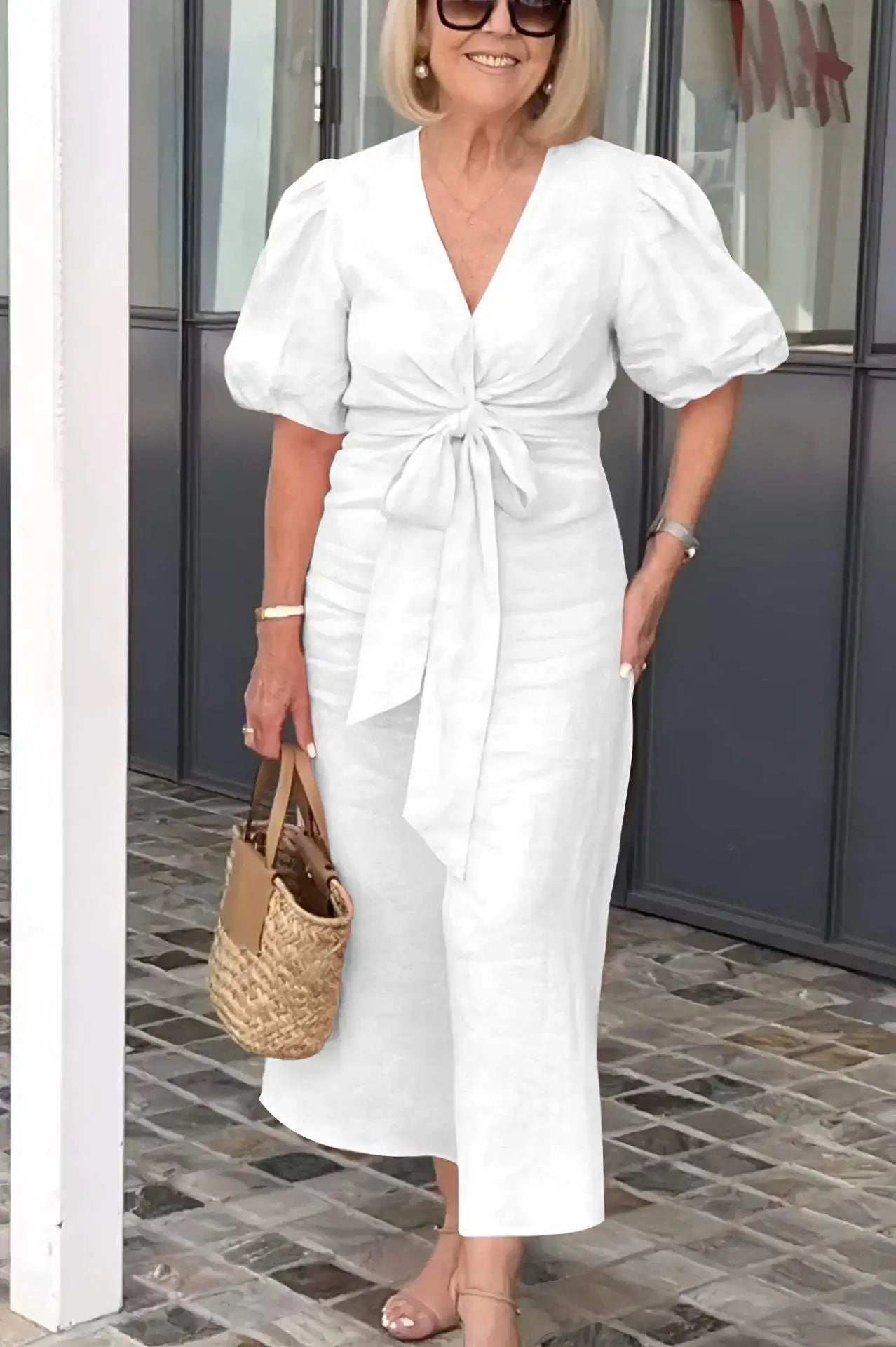 Classic V-Neck Ladies Party Dress