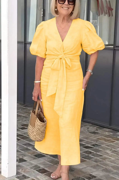 Classic V-Neck Ladies Party Dress