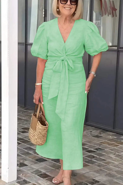 Classic V-Neck Ladies Party Dress