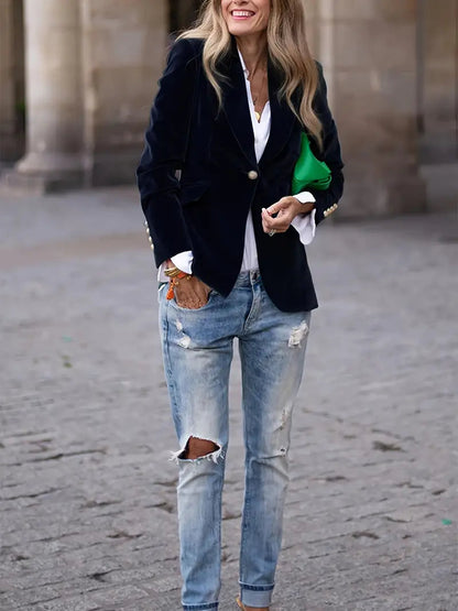 Luxurious Black Velvet Jacket for Women