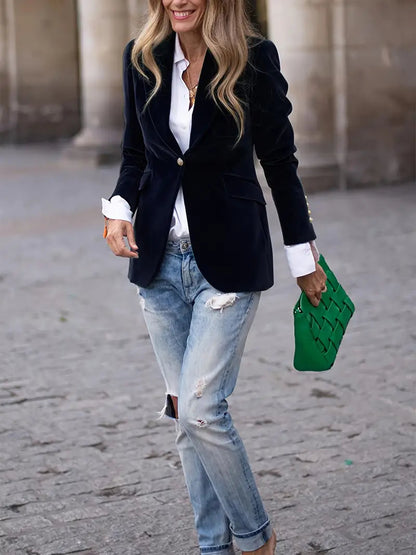 Luxurious Black Velvet Jacket for Women