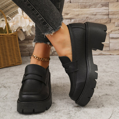 Comfortable Block Heel Platform Loafers