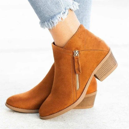 Soft Suede Low Heel Ankle Boots