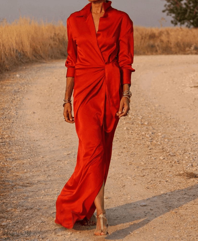 Long Sleeve Flowy Maxi Dress for Women - Luxivelle