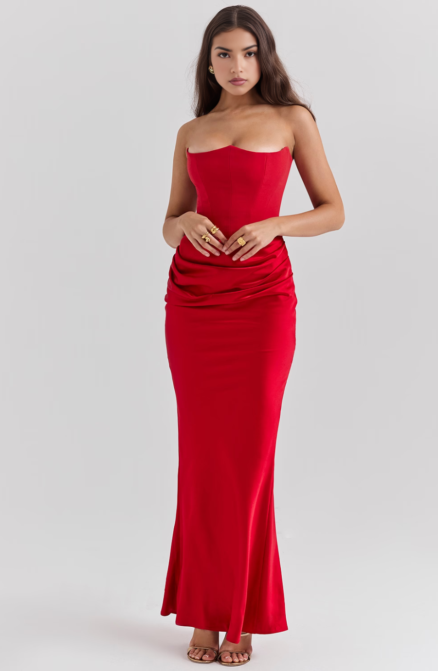 Classic Vintage Off Shoulder Evening Gown