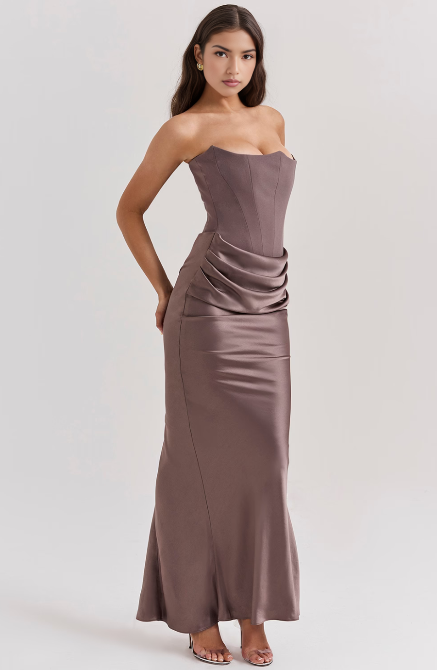 Classic Vintage Off Shoulder Evening Gown