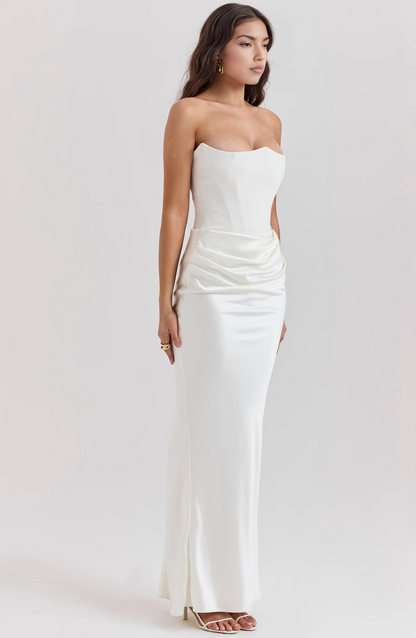 Classic Vintage Off Shoulder Evening Gown