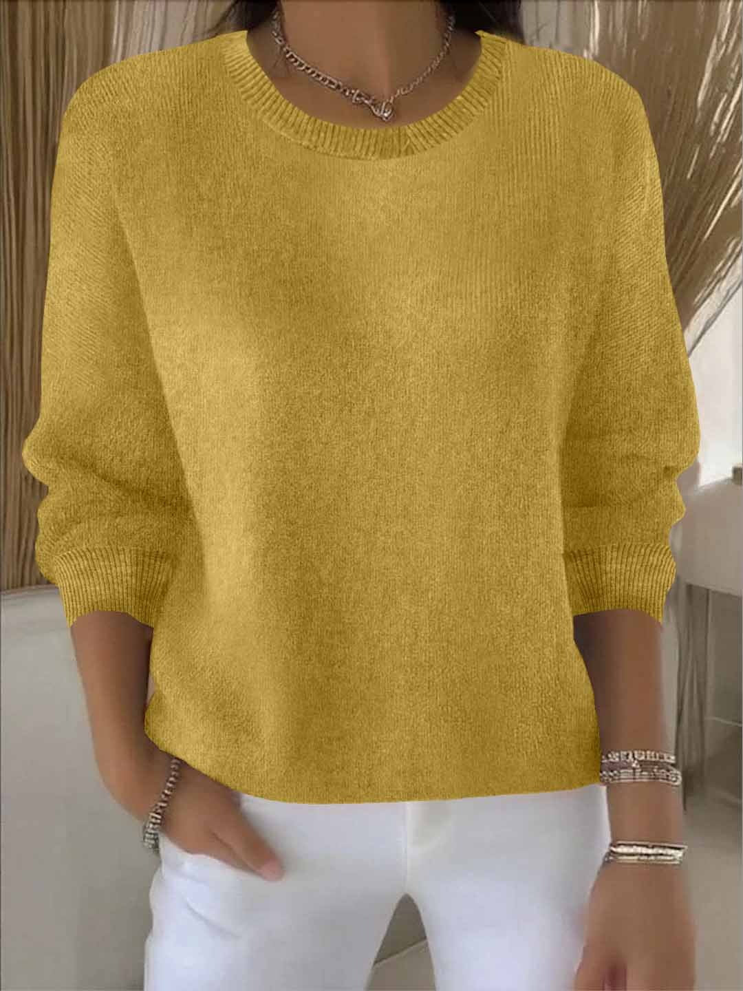 Elegant Crew Neck Sweater - Luxivelle