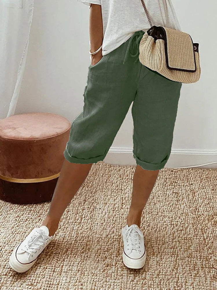 Relaxed Fit Women's Cotton Pants with Pockets