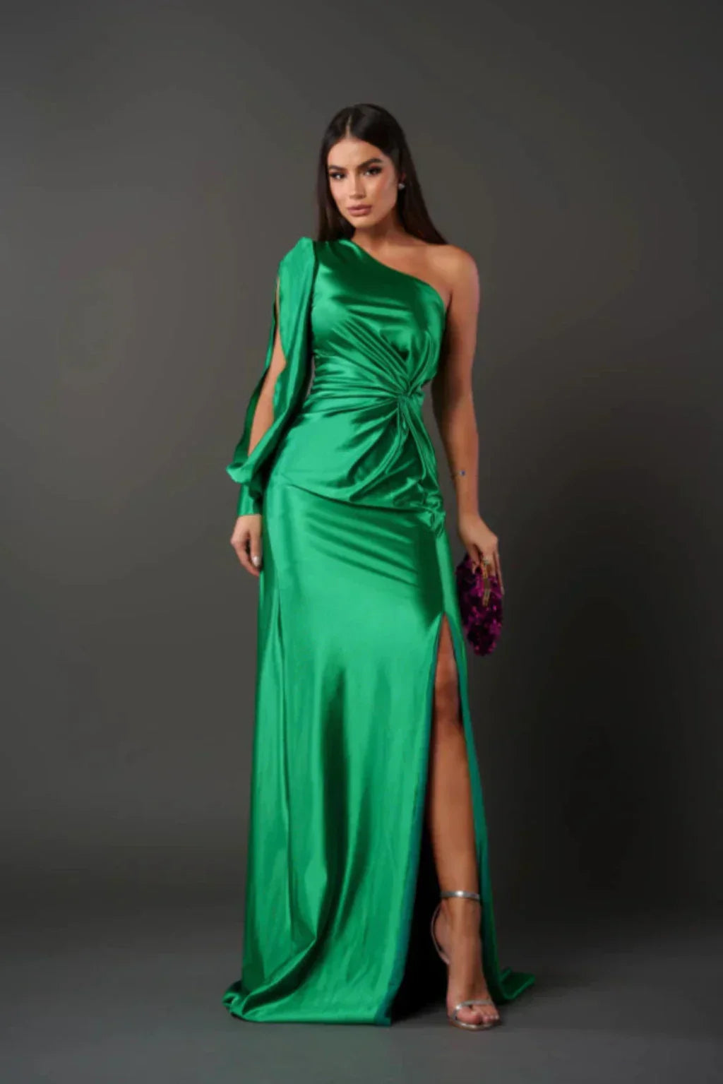 Evi | Elegant, asymmetrical satin dress 13