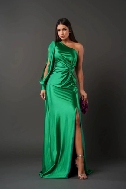 Evi | Elegant, asymmetrical satin dress 13
