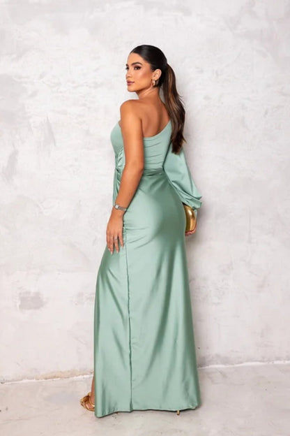 Evi | Elegant, asymmetrical satin dress 5