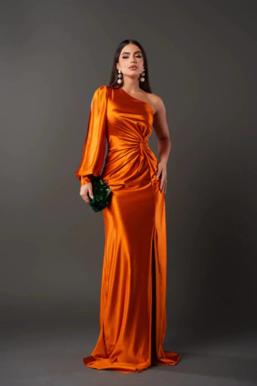 Evi | Elegant, asymmetrical satin dress 9