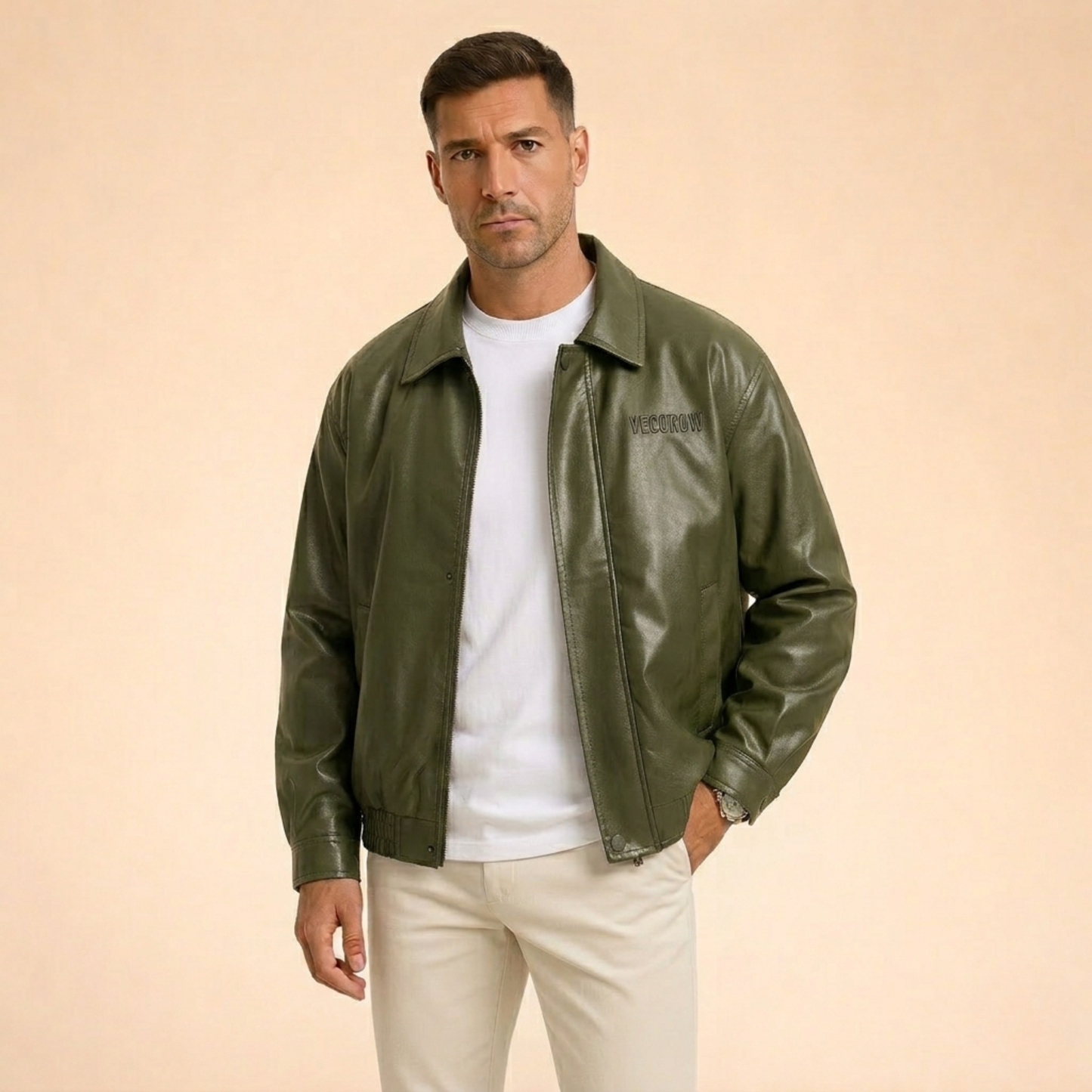 Ewan | Comfortable Faux Leather Bomber Jacket 8