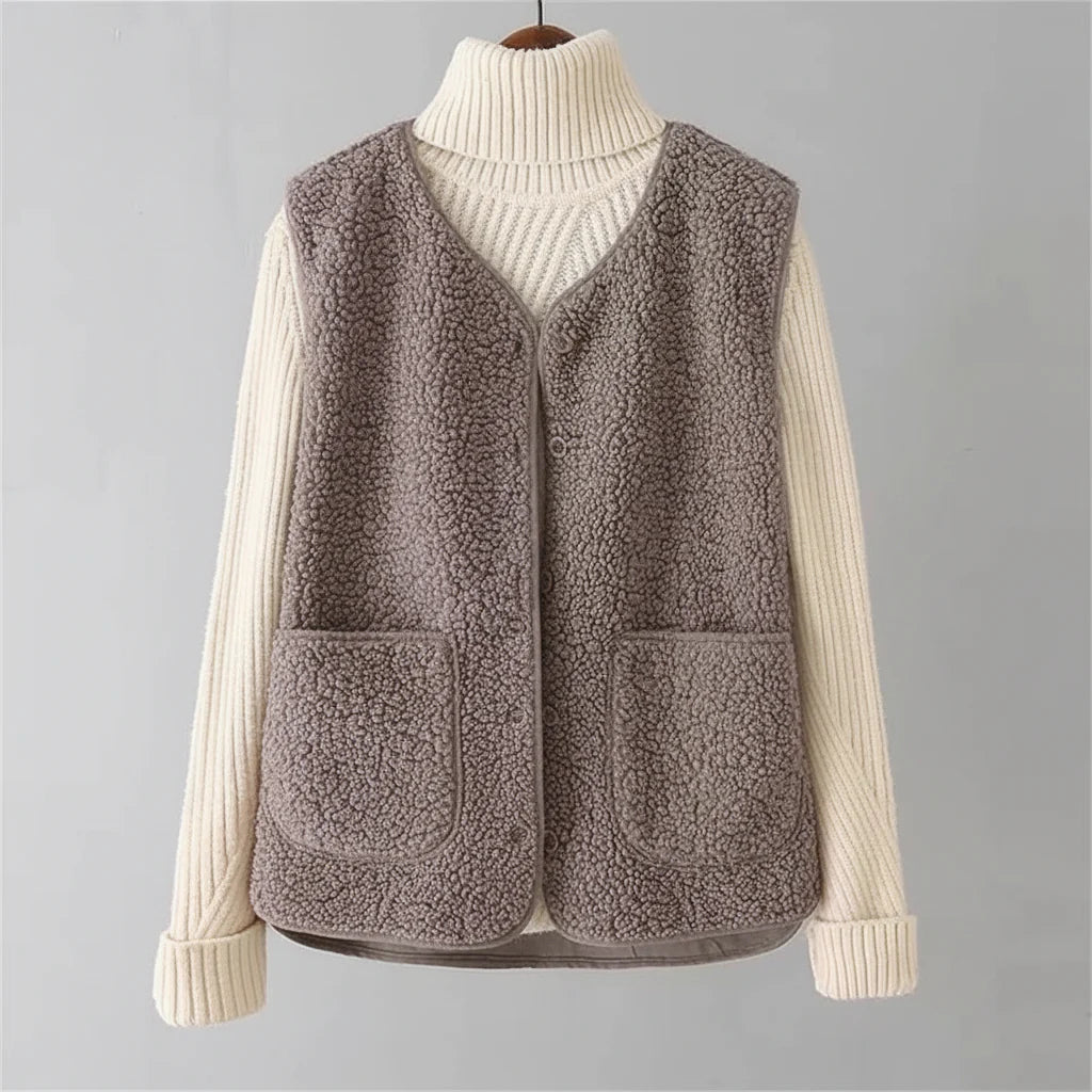 Women's Cozy Fleece Gilet with Pockets - Luxivelle