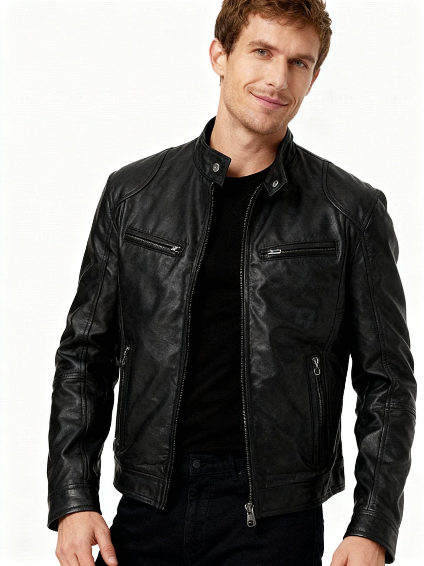 Relaxed Fit Mens Zipper Jacket with Adjustable Sleeves