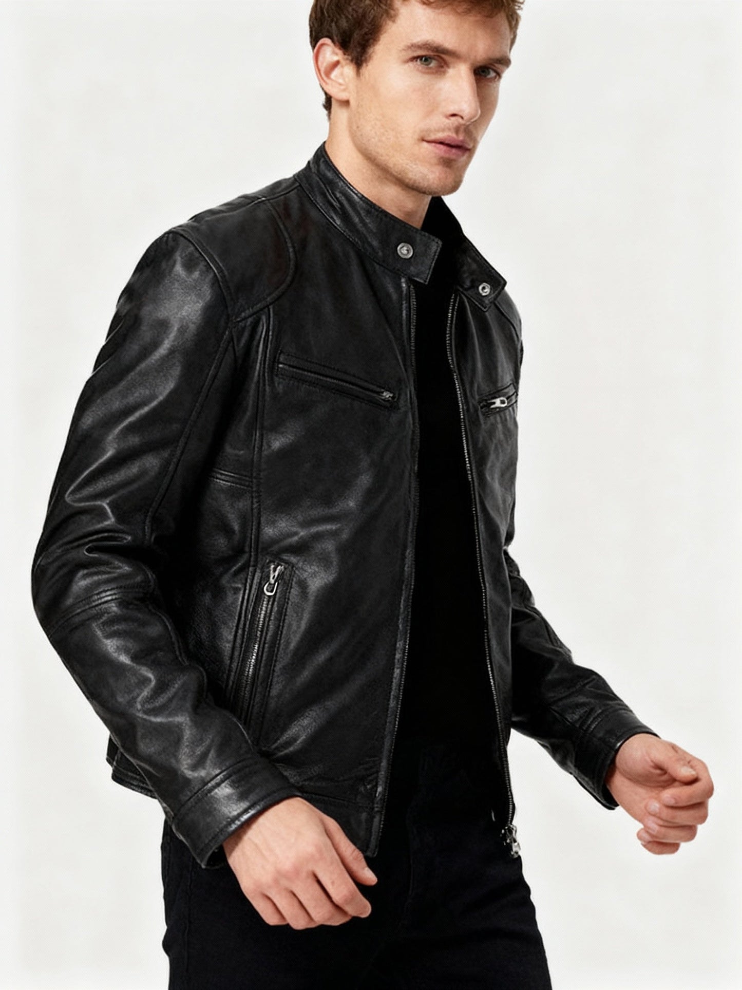Relaxed Fit Mens Zipper Jacket with Adjustable Sleeves