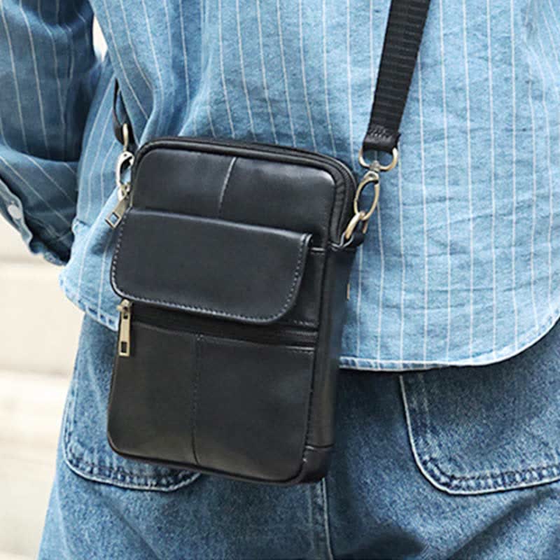 Small Real Leather Crossbody Bag for Men
