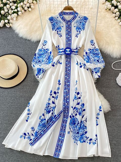 Elegant Ladies' A-Line Dress with Waist Belt - Luxivelle