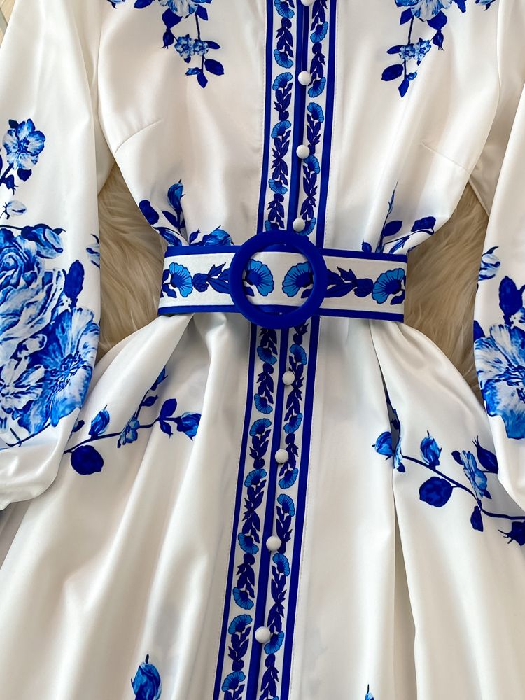 Elegant Ladies' A-Line Dress with Waist Belt