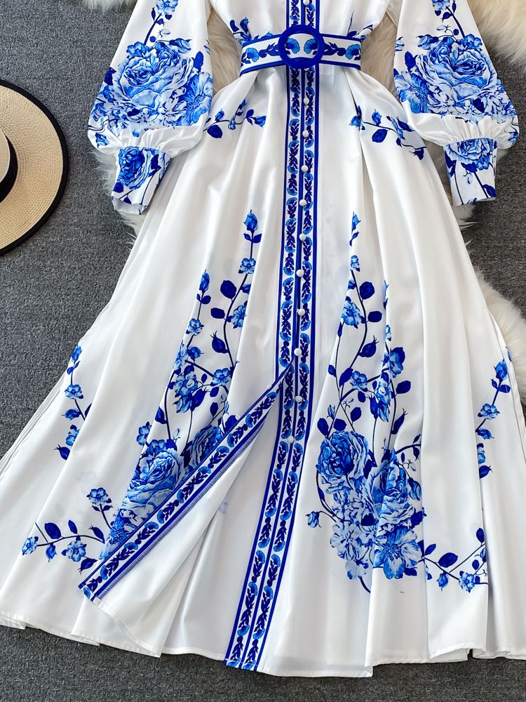 Elegant Ladies' A-Line Dress with Waist Belt