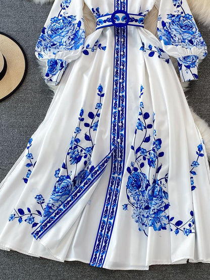 Elegant Ladies' A-Line Dress with Waist Belt