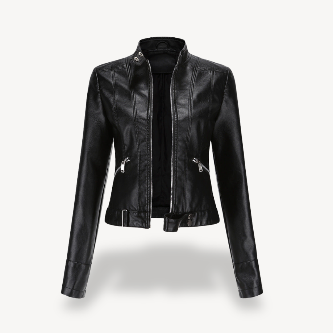Faux Leather Biker Jacket for Women 0