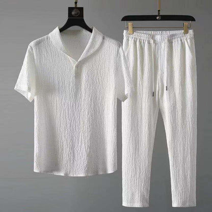 Casual Men's Short Sleeve Shirt Set - Luxivelle
