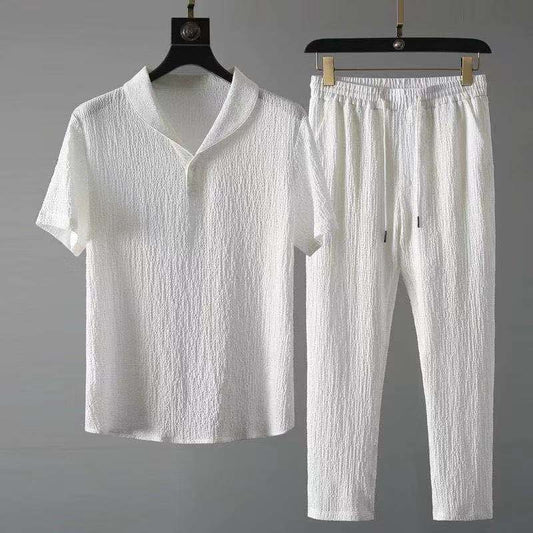 Casual Men's Short Sleeve Shirt Set - Luxivelle