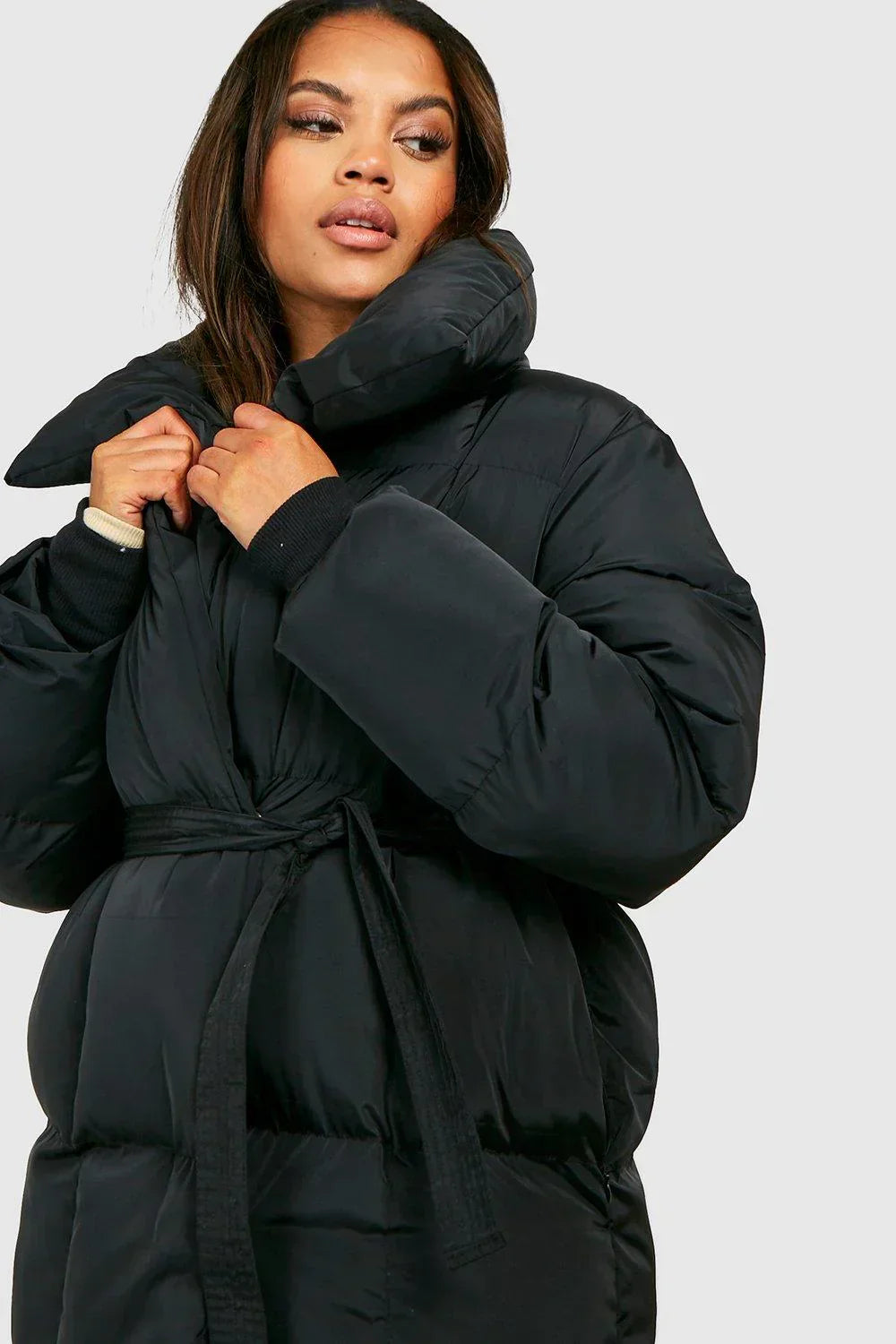 Slim Fit Women's Winter Coat with High Collar