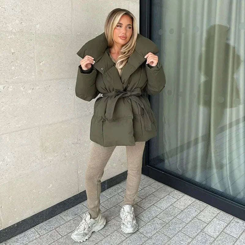 Slim Fit Women's Winter Coat with High Collar
