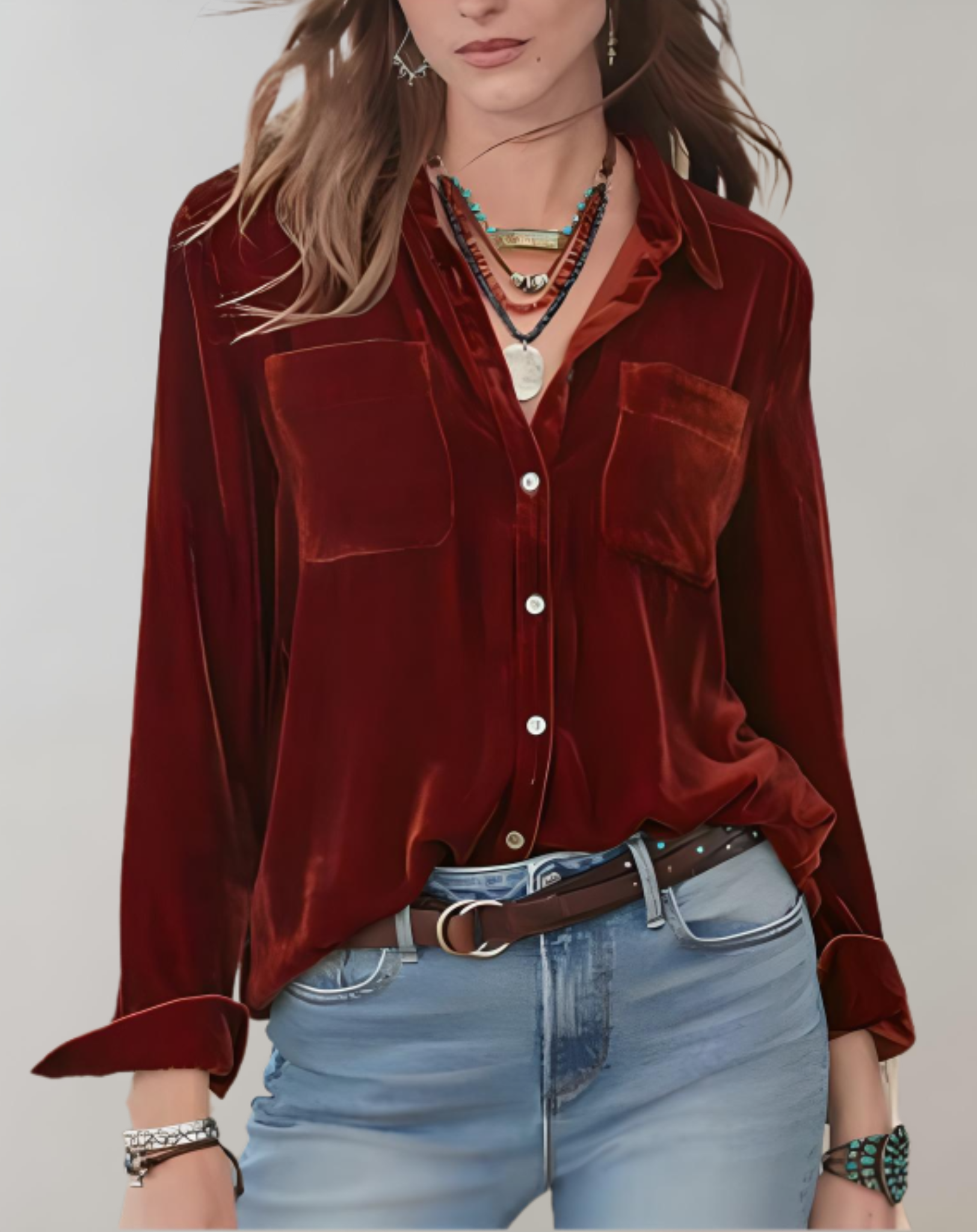 Ladies Classic Pocket Front Shirt - Luxivelle
