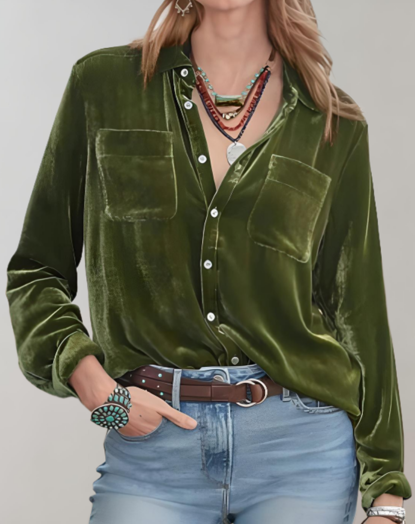 Ladies Classic Pocket Front Shirt