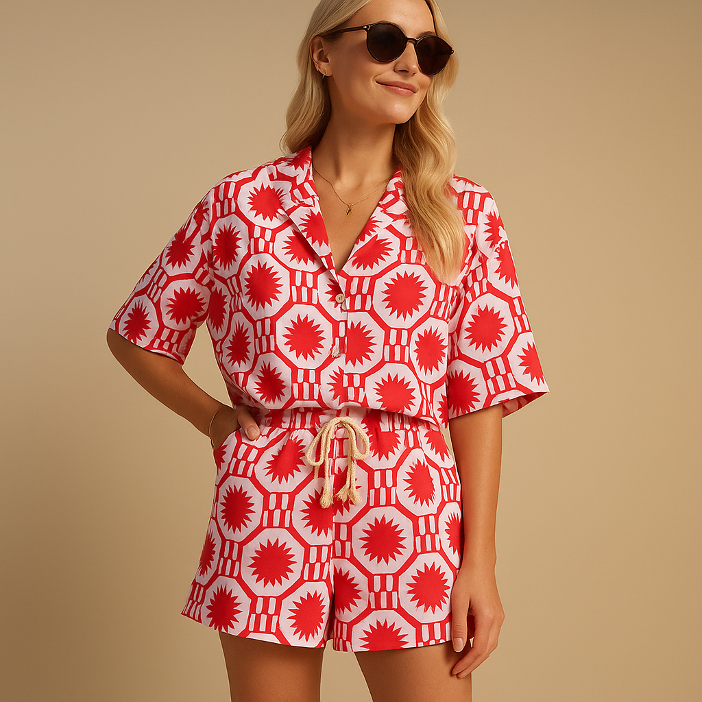 Pretty Womens Floral Top and Shorts Set - Luxivelle