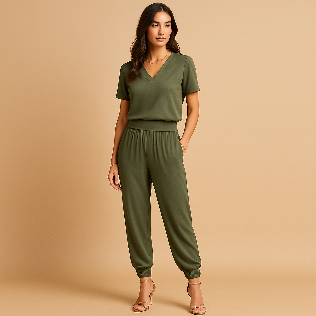 Women’s outfit with floral print top and matching pants in white with colorful flowers, perfect for casual wear and informal occasions