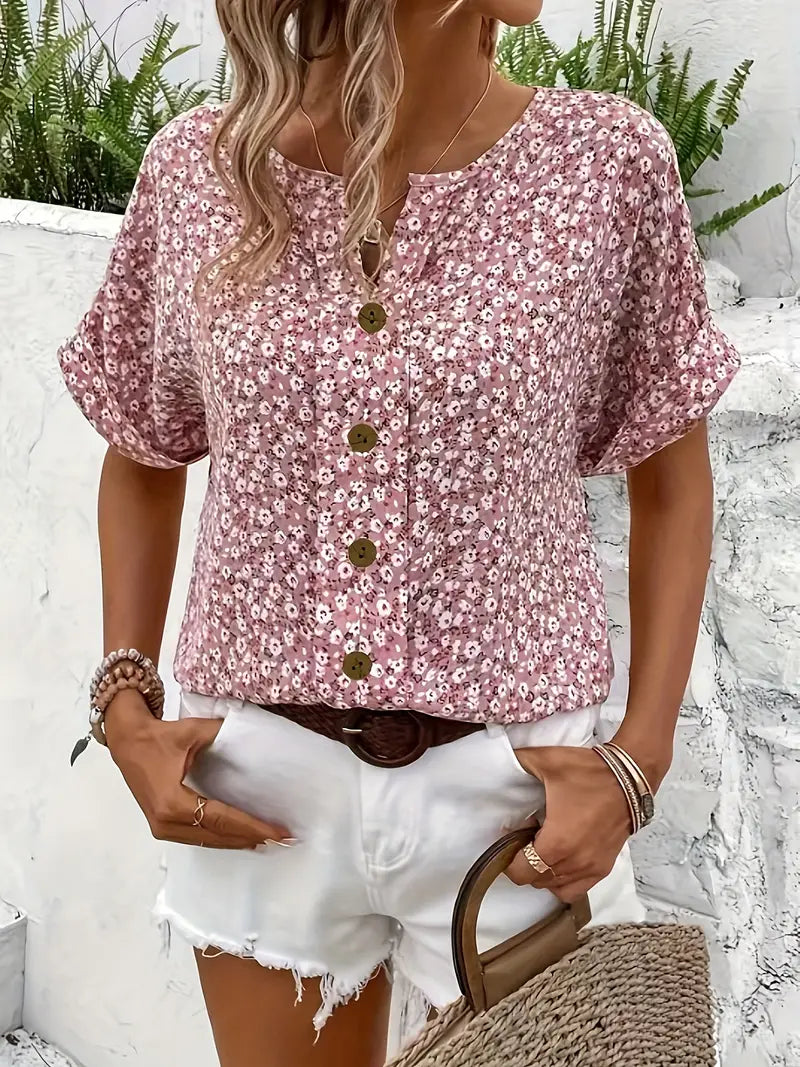 Floral Print Top For Women | Loose Fit | Pink 2