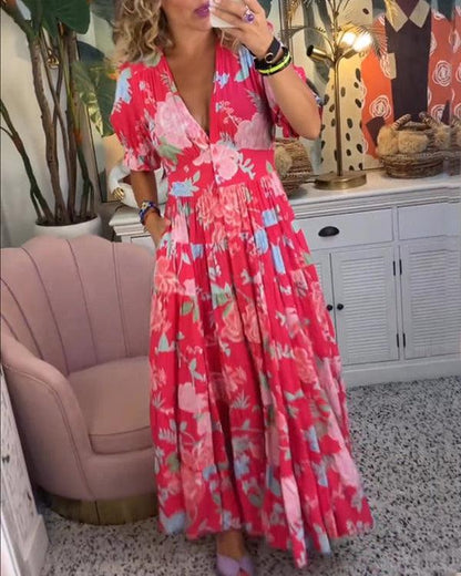 Beautiful Floral Long Sleeve Maxi Dress for Women