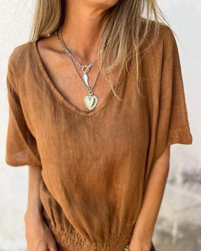 Lightweight Breathable V-Neck Blouse for Women